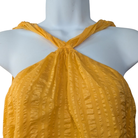Frame Denim Tops Frame Halter Crinkled Silk Gold Blouse....size Small - Picture 4 of 7